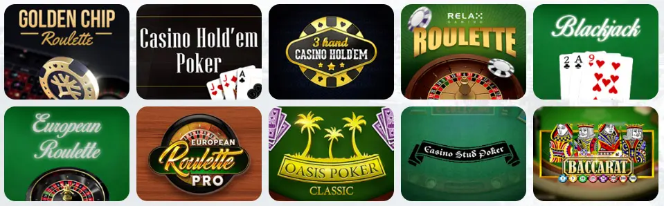 Jeux de table au CrownGreen Casino